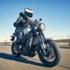 A Yamaha XSR900 motorcycle on a quiet road in Sydney