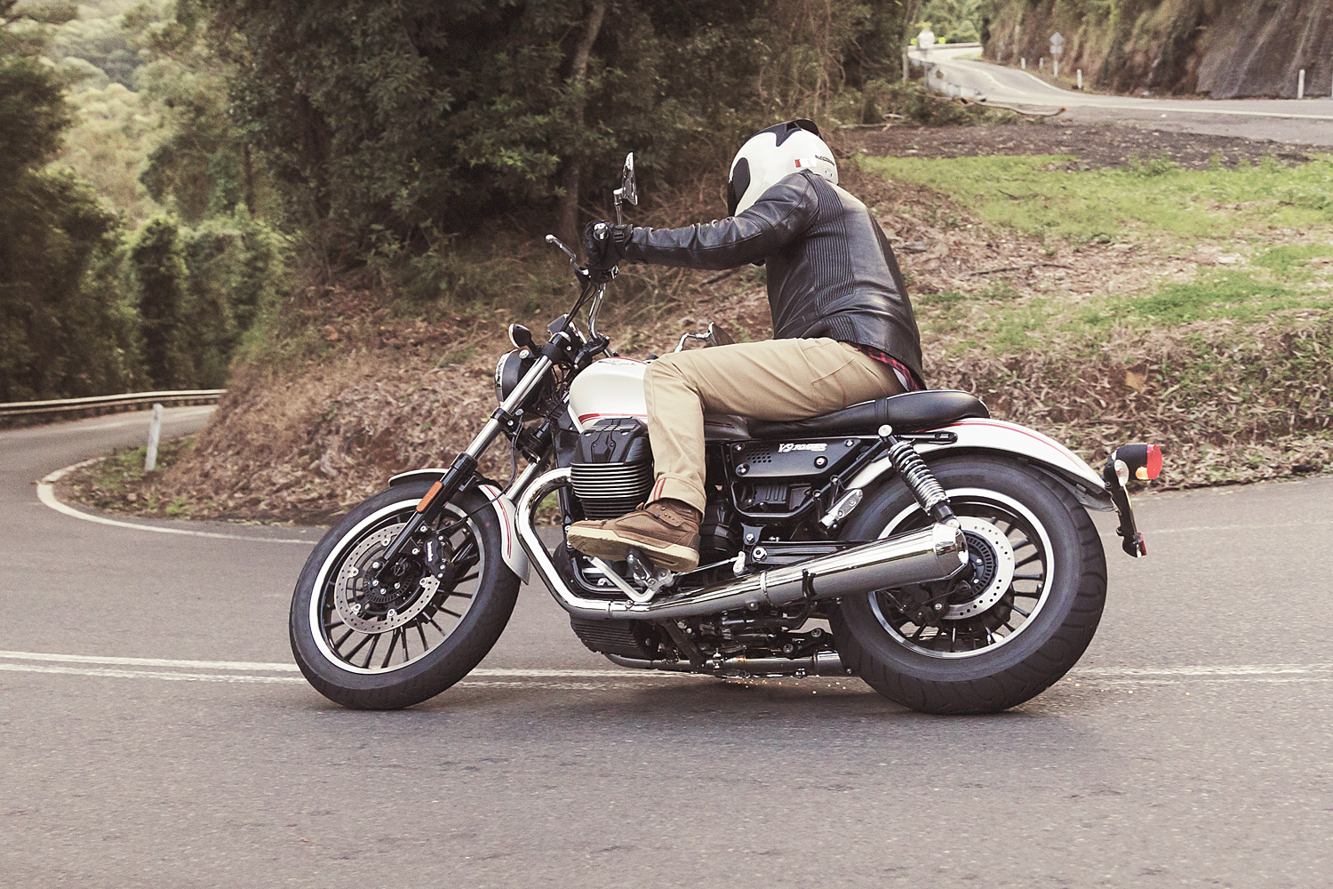 Moto Guzzi V9 Motorcycle in Kangaroo Valley in New South Wales