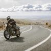 Triumph T120 motorcycle on a country road in South Australia