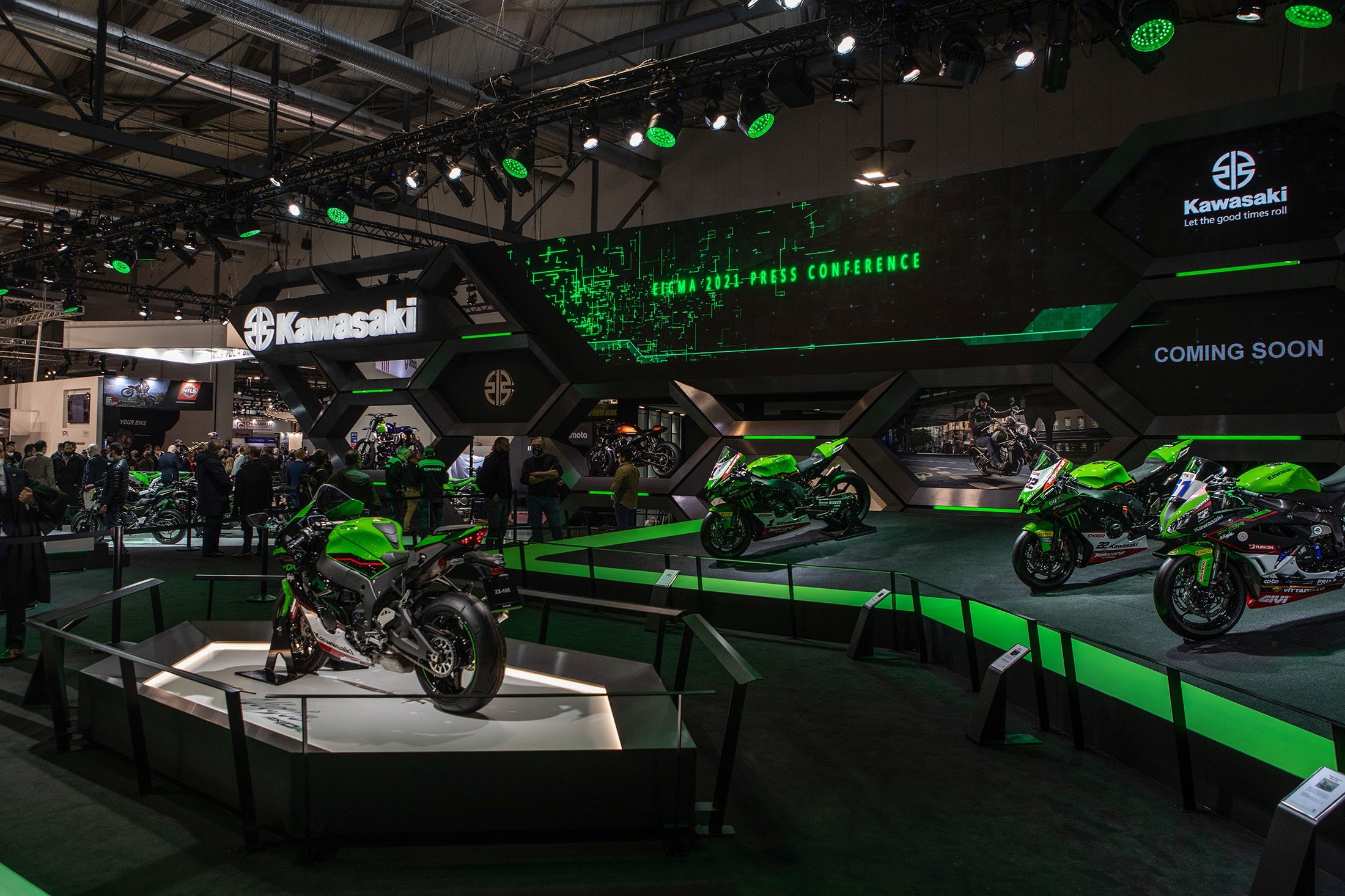 The Kawasaki stand at 2021 EICMA