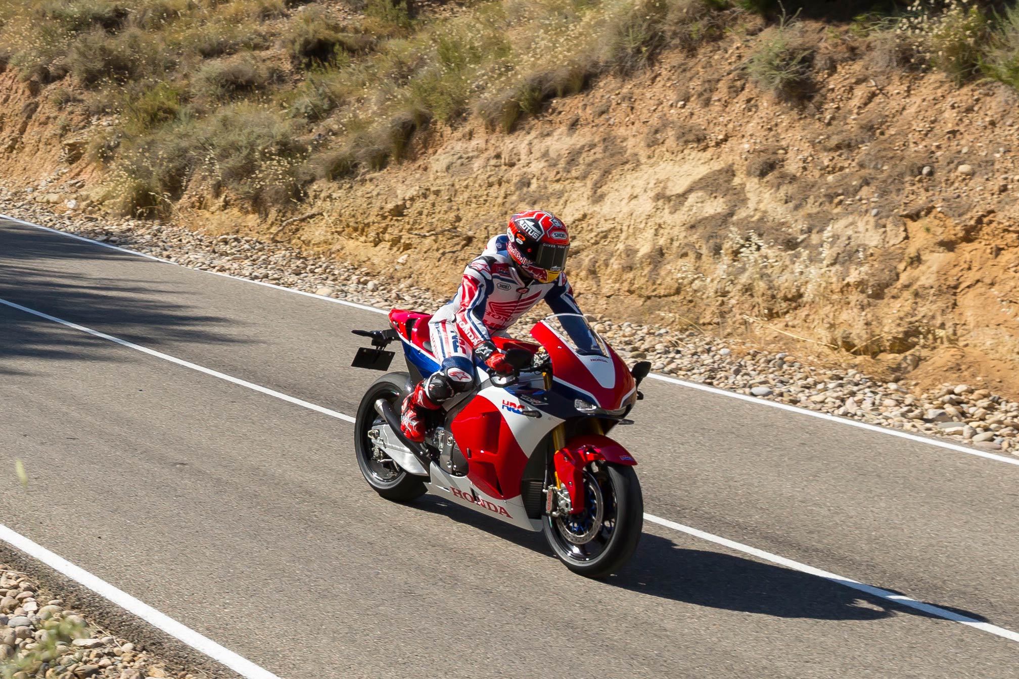 A view of a rider trying out the 2016 Honda RC213V-S that just broke the record for the most expensive Japanese bike to be sold at an auction