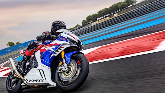 A side view of Honda's 30th Anniversary Limited Edition CBR1000RR-R Fireblade SP