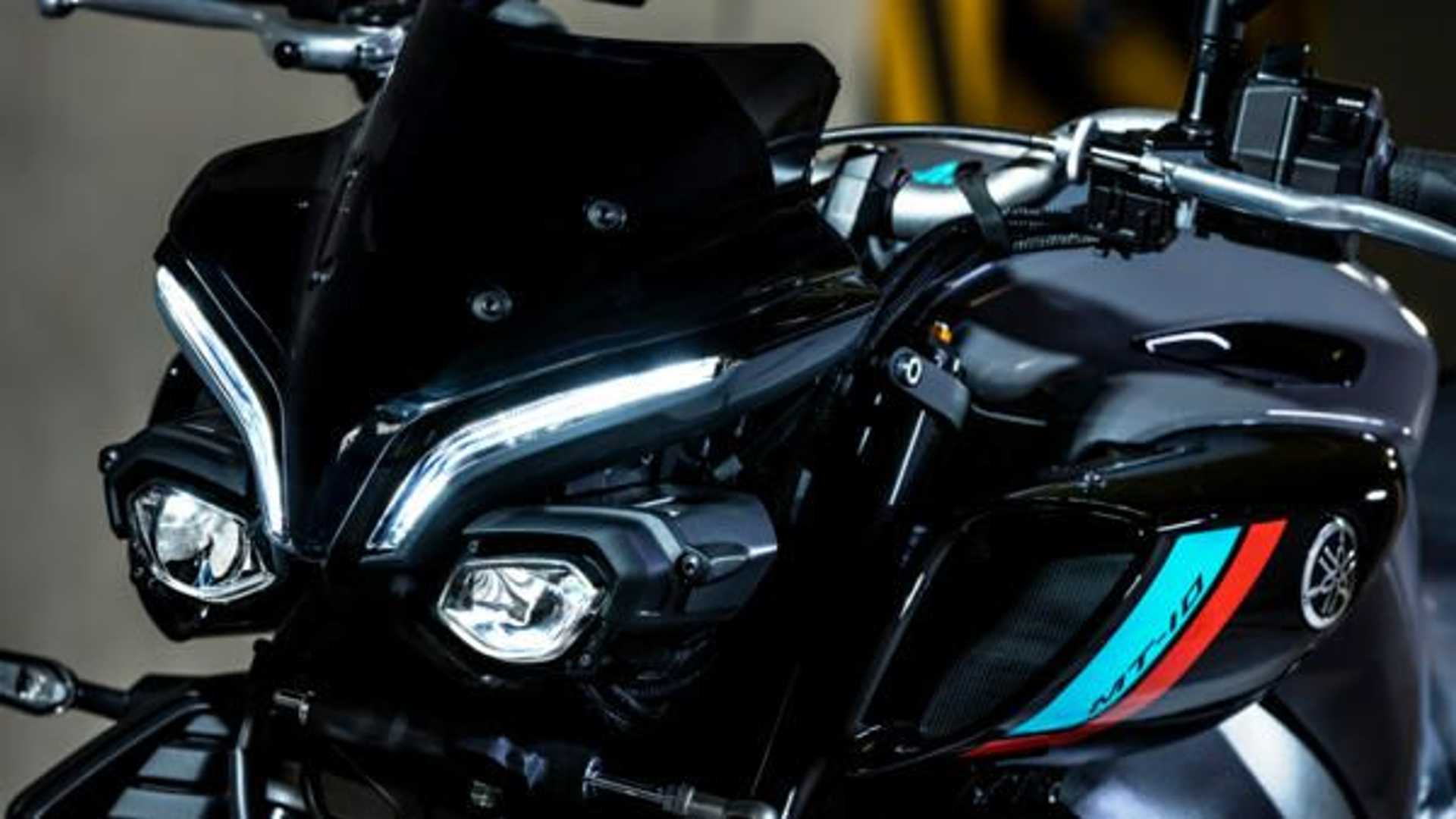 A view of the enigmatic face of Yamaha's new 2022 MT10