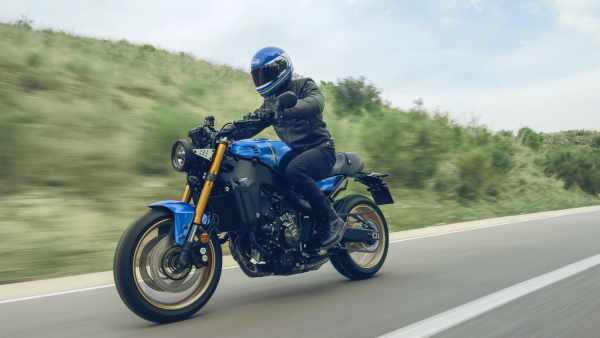 A rider enjoying the twisties on the all-new 2022 Yamaha XSR900