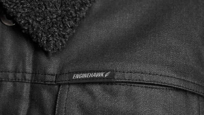 A close-up view of the Mother Trucker jacket from Enginehawk Motorcycle Gear (developed by Enginehawk)