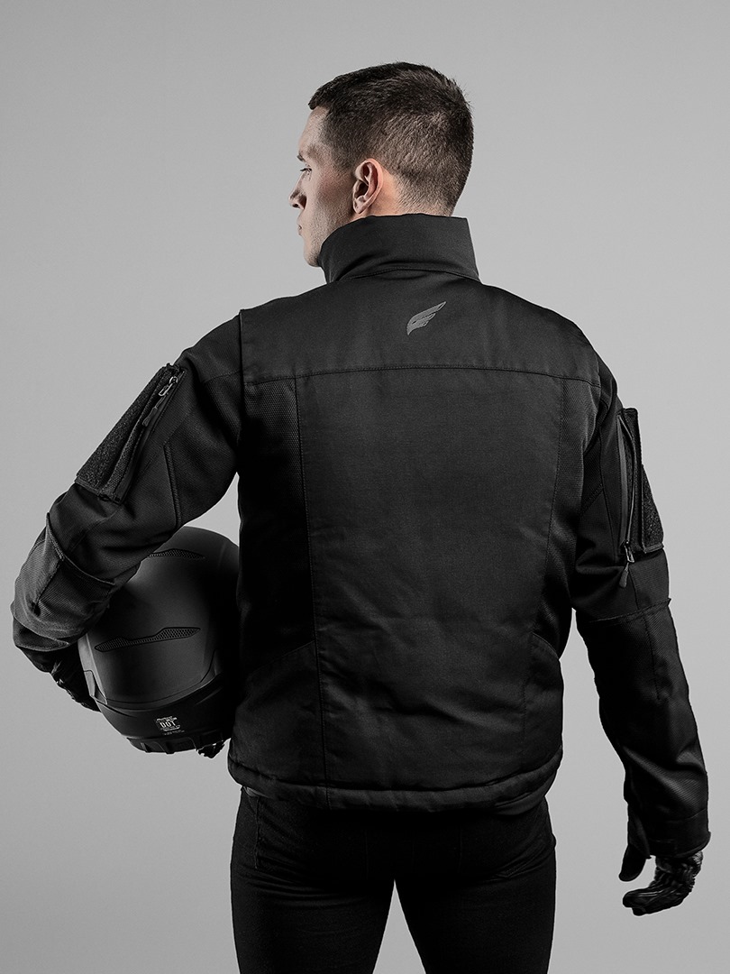 A back view of the Mother Trucker jacket from Enginehawk Motorcycle Gear (developed by Enginehawk) A back view of the Mother Trucker jacket from Enginehawk Motorcycle Gear (developed by Enginehawk)