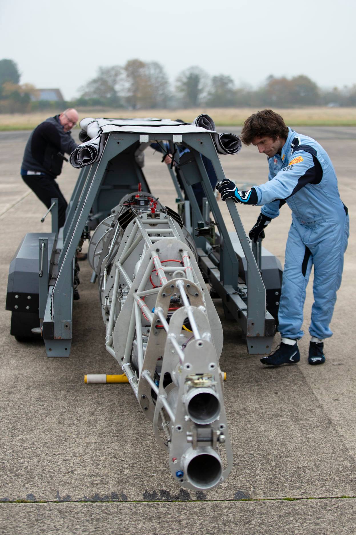 Guy Martin with the 52 Express - a 30-foot streamliner with the 50-year old turbine engine of a Rolls Royce Gem helicopter - attempting to break the World Land Speed Record for January 2023, in Bolivia. Media: Second round of test runs complete