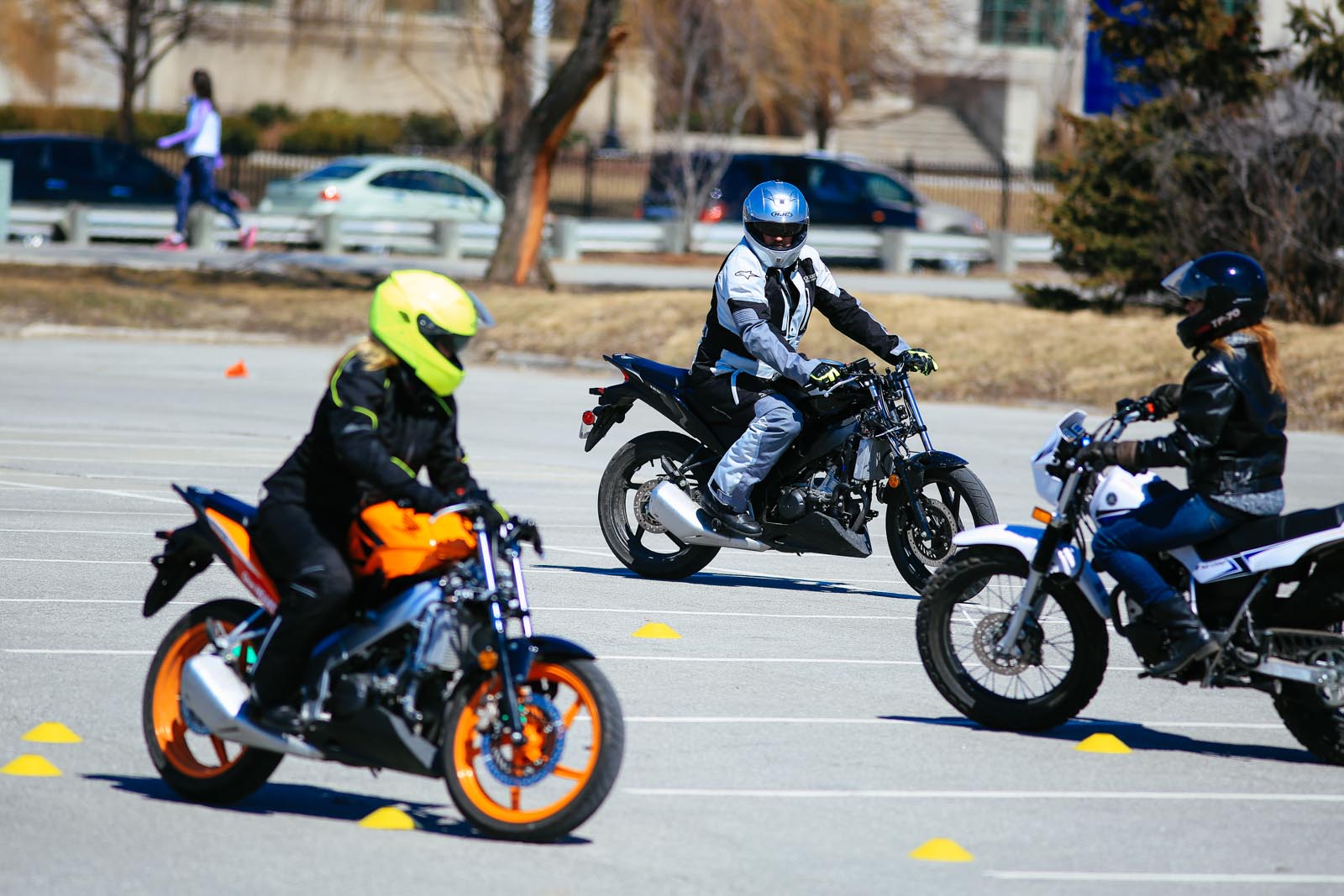 A view of riders enjoying a motorcycle riding and safety course