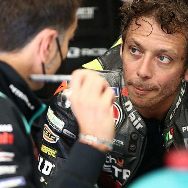 Valentino Rossi speaking with the prince currently in charge of Aramco - the potential sponsor for VR46