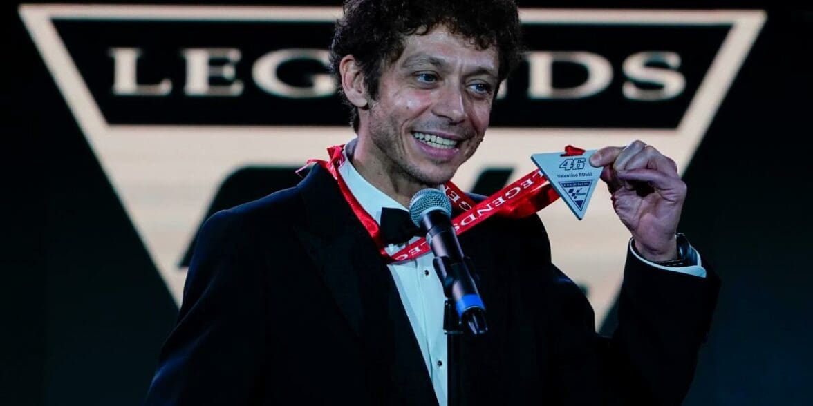 A view of Valentino Rossi as he is inducted into the Hall of Fame