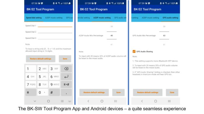 Screenshots of BK-SW Tool Program app on Android device