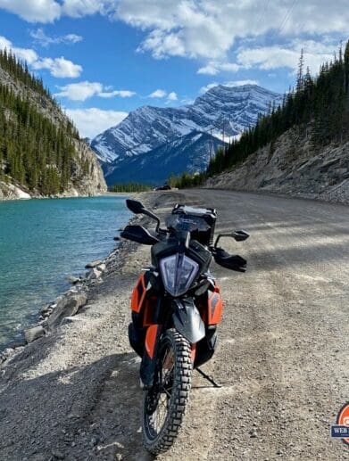 Bridgestone Battlax AdventureCross AX41 tires on KTM 790 Adventure in Canadian mountains