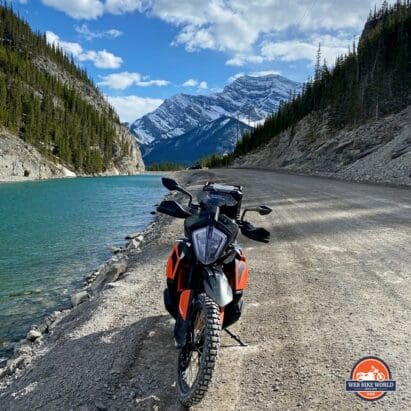 Bridgestone Battlax AdventureCross AX41 tires on KTM 790 Adventure in Canadian mountains