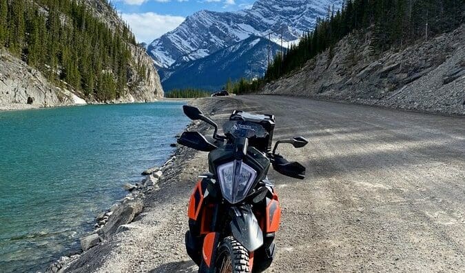 Bridgestone Battlax AdventureCross AX41 tires on KTM 790 Adventure in Canadian mountains