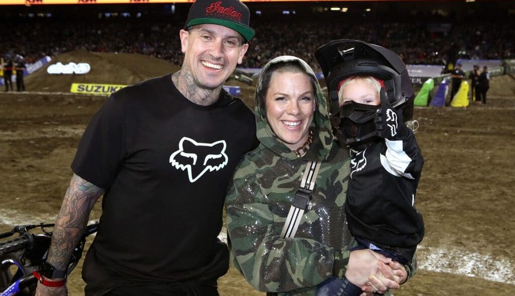 Freestyle Motocross Icon Carey Hart with his wife - Pink - and kids