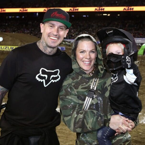 Freestyle Motocross Icon Carey Hart with his wife - Pink - and kids