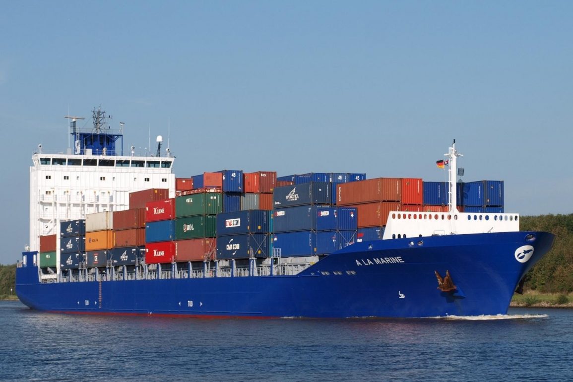 A ship carrying shipping containers full of motorcycles to happy customers. In reality, this media is a reflection of the current container inflation rates present in today's motorcycle market.