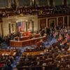 A view of the American Congress:View, from the balcony, of congressmen and congresswomen on the house floor as the 115th Congress is called into session on its opening day, Washington DC, January 3, 2017. (Photo by Mark Reinstein/Corbis via Getty Images)