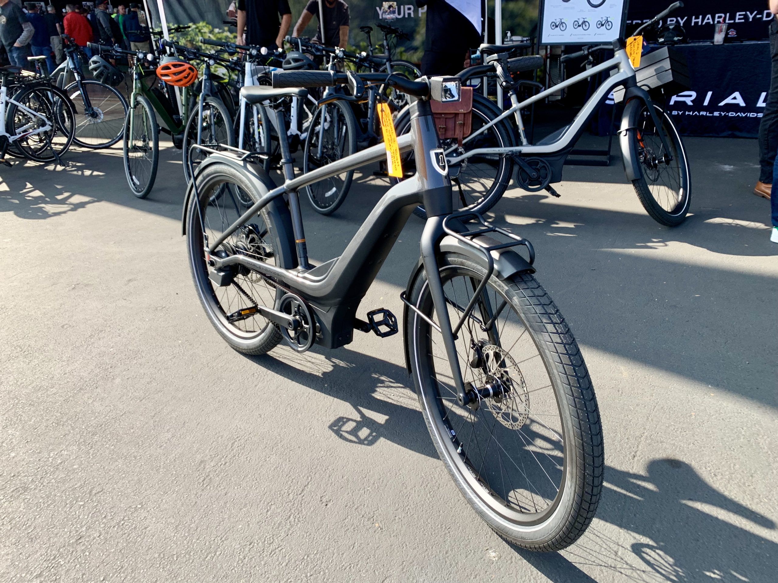 Harley Davidson Serial 1 ebike parked outdoors for IMS 2021