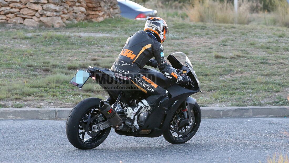 A side view of the new prototype from KTM being tested out on the twisties