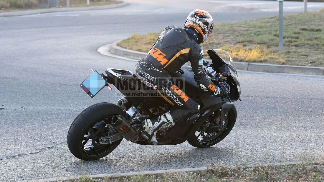 A side view of the new prototype from KTM being tested out on the twisties