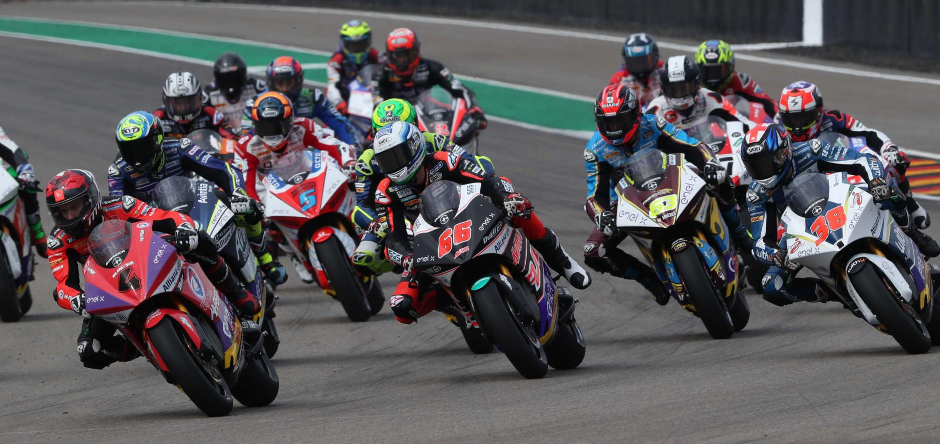 A view of racers at the MotoE qualifying