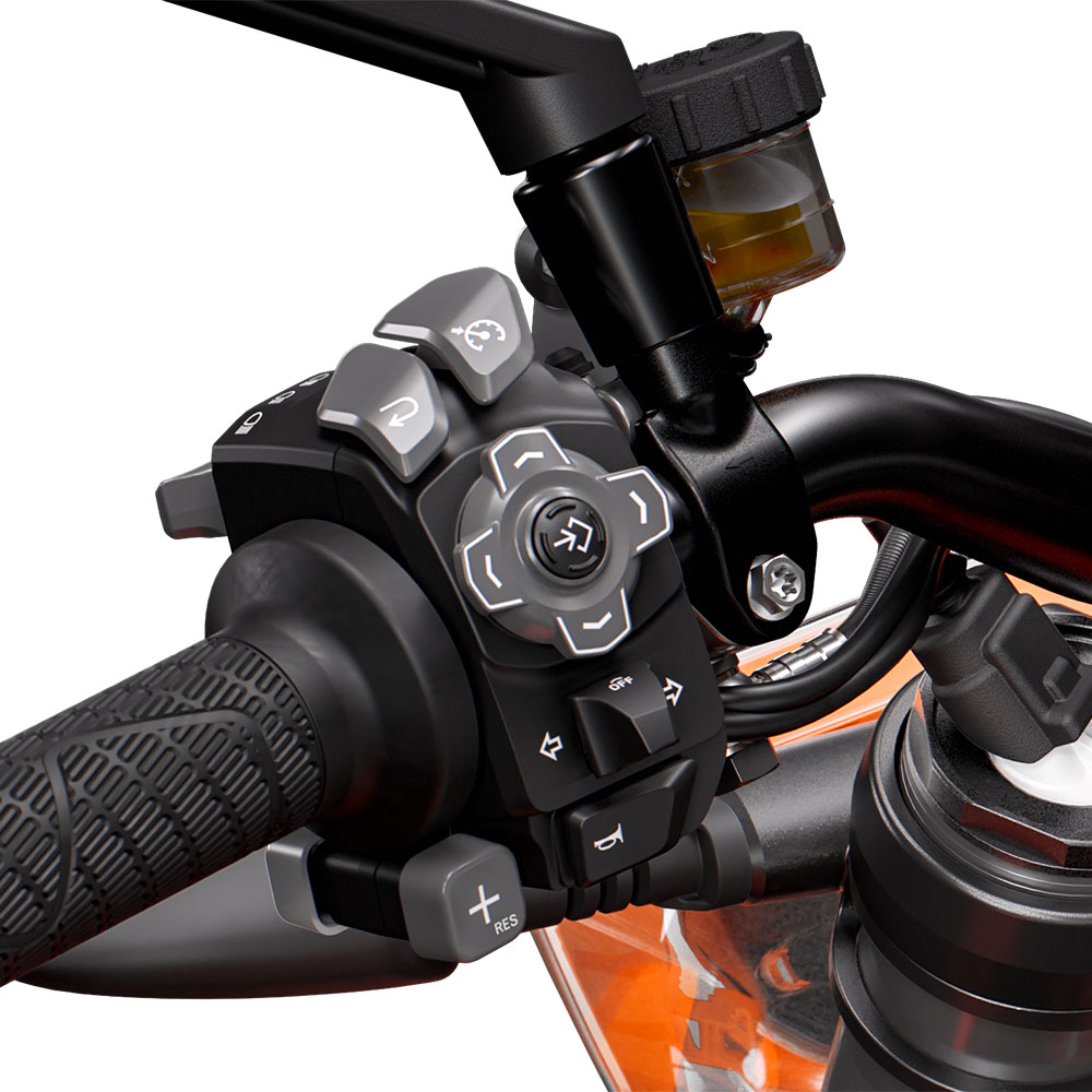 A view of the switch buttons on the all-new 2022 KTM Super Duke R EVO A view of the switch buttons on the all-new 2022 KTM Super Duke R EVO