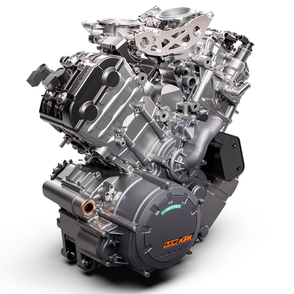 A view of the engine of the all-new 2022 KTM Super Duke R EVO A view of the engine of the all-new 2022 KTM Super Duke R EVO