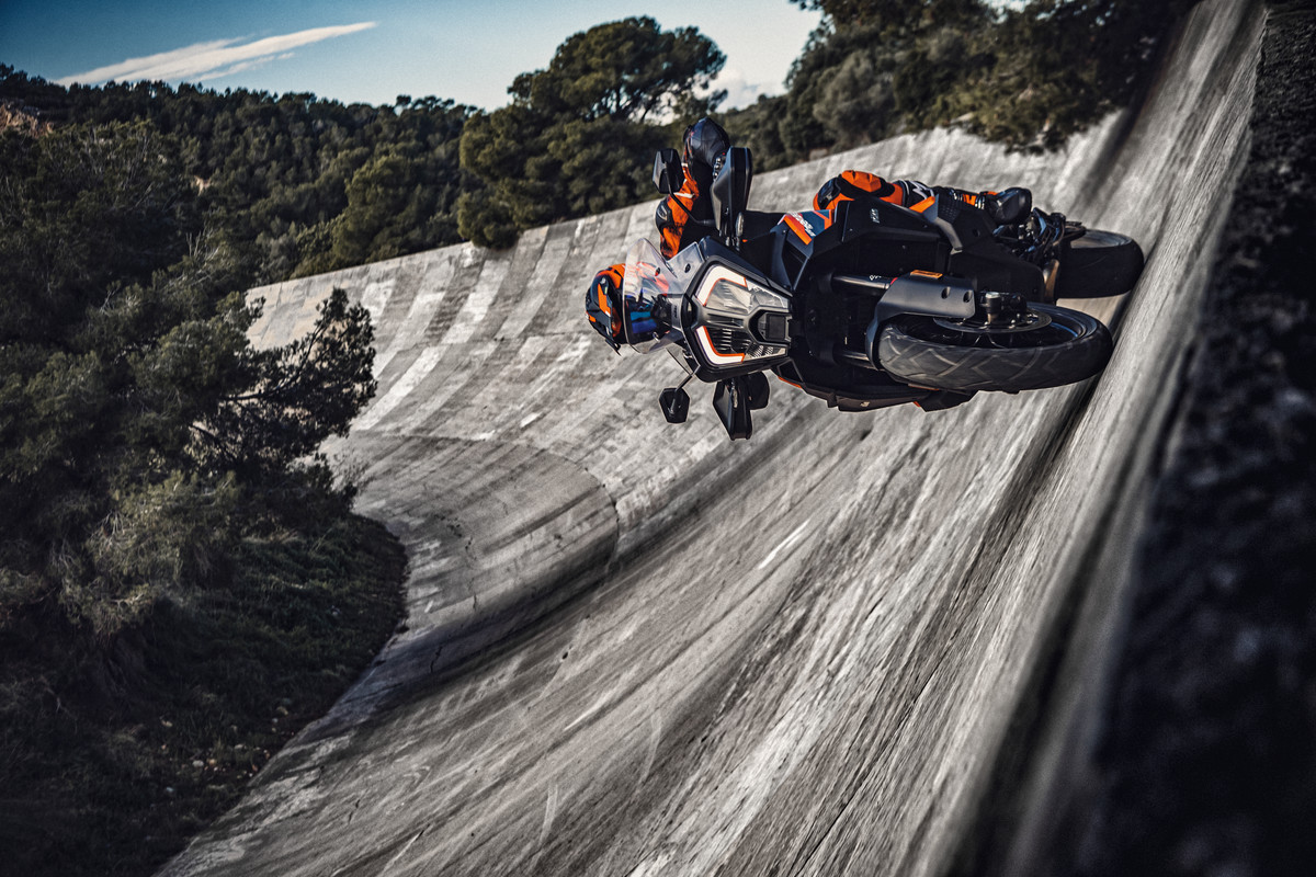 A view of a KTM bike featuring KTM's new 2022 Re-Programmed Semi-Active Suspension