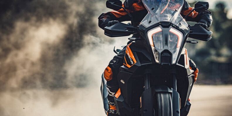 A view of a KTM bike featuring KTM's new 2022 Re-Programmed Semi-Active Suspension