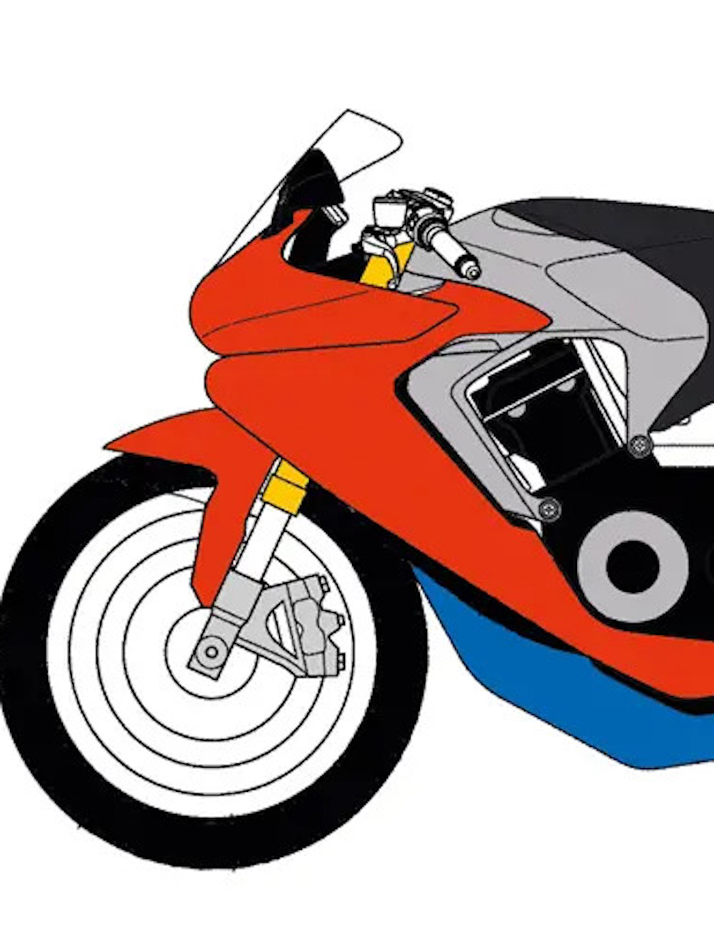 A side view of the design patent from Honda of a single-shelled, monocoque frame