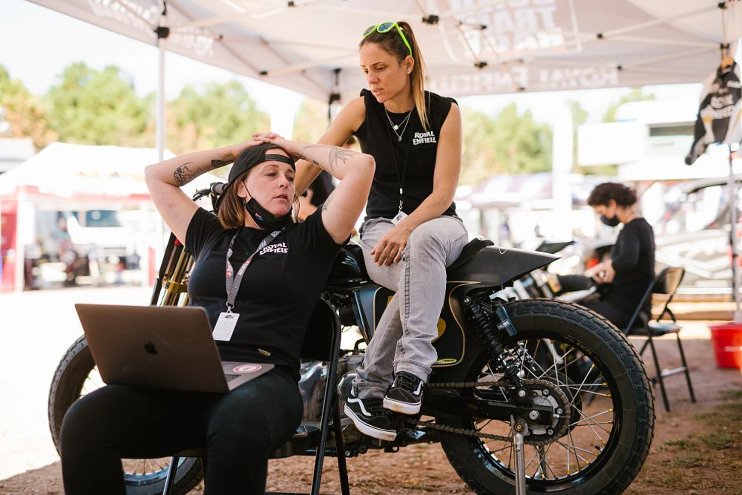 A view of the Build. Train. Race (BTR) program hosted by Royal Enfield - and the women attending the event.