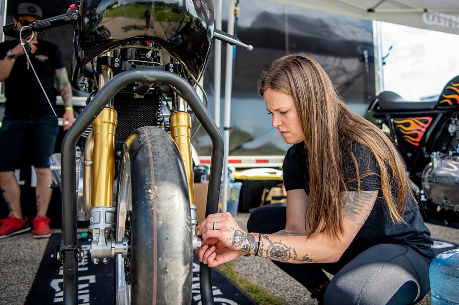 A view of the Build. Train. Race (BTR) program hosted by Royal Enfield - and the women attending the event.