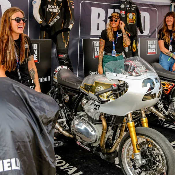 A view of the Build. Train. Race (BTR) program hosted by Royal Enfield - and the women attending the event.