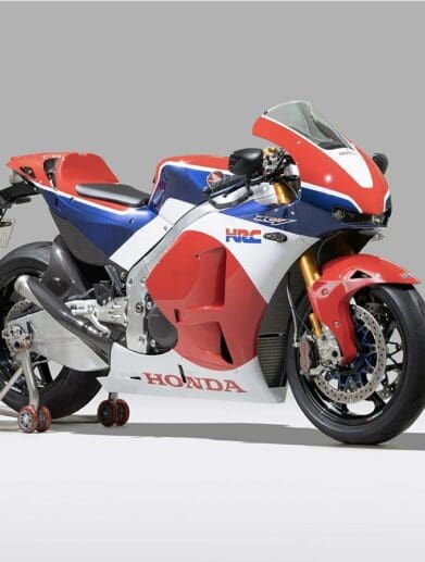 A side view of the 2016 Honda RC213V-S that just broke the record for the most expensive Japanese bike to be sold at an auction