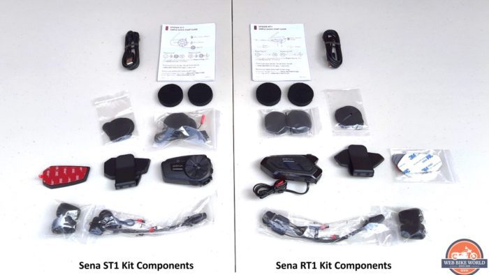 Photo showing kit contents of Sena SPIDER ST1 & RT1 systems Photo showing kit contents of Sena SPIDER ST1 & RT1 systems