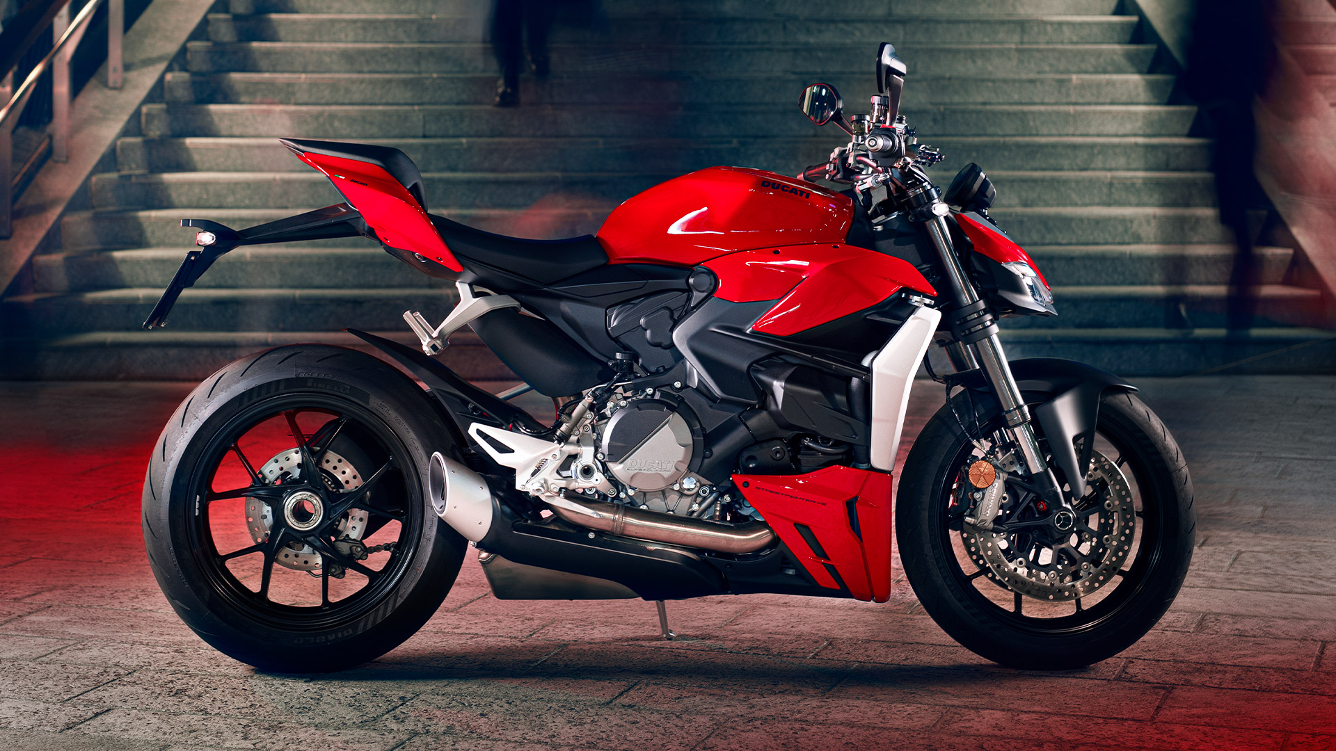 A view of the all-new 2022 Ducati Streetfighter V2, available in Ducati dealerships as of December