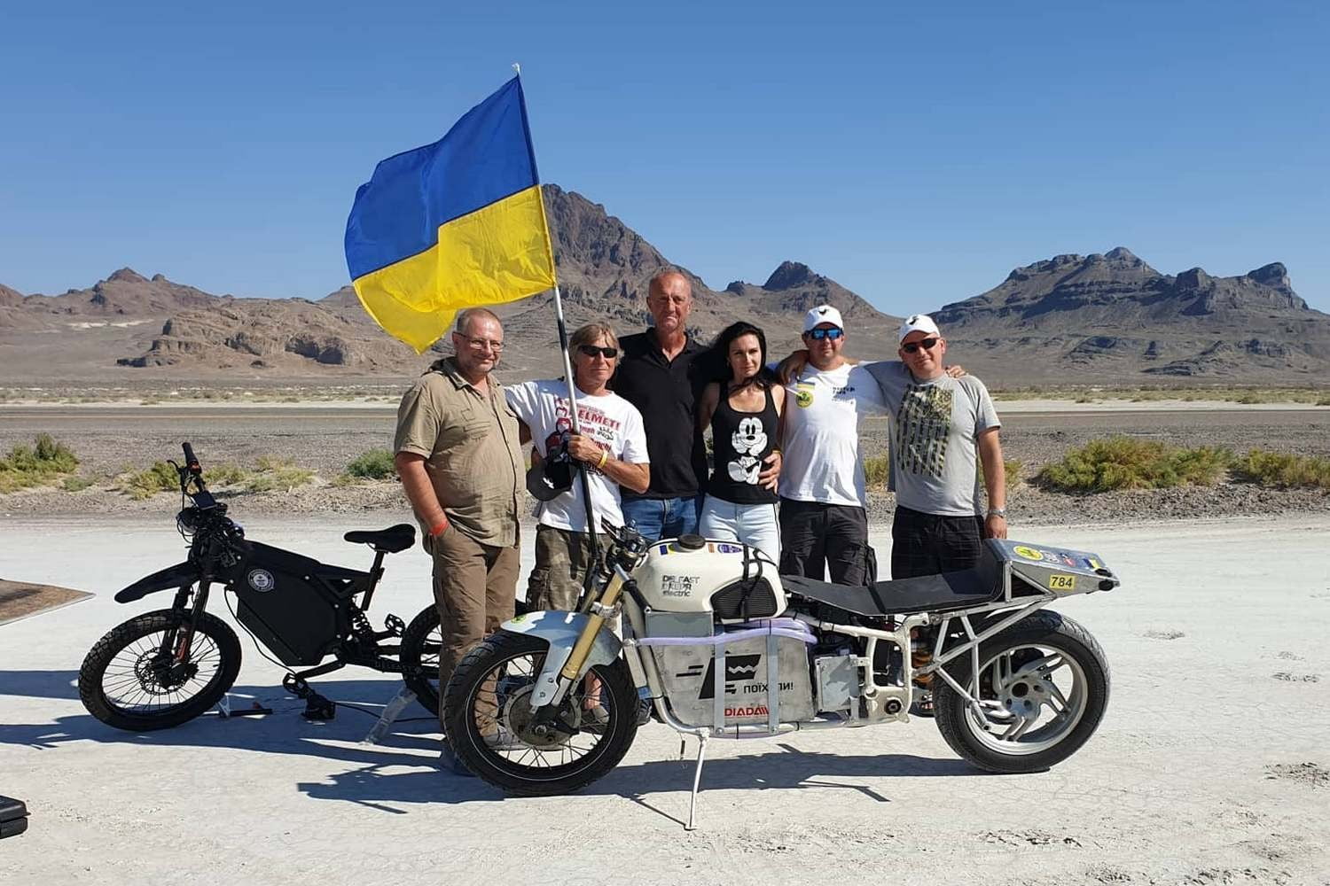 A view of the new prototype from Delfast, called the "Dnepr", that won a speed record on the Bonneville Salt Flats