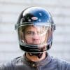 Author wearing Bell Bullitt Helmet with face shield lowered