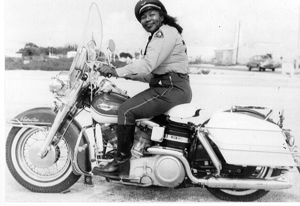 Bessie Stringfield riding her Harley Davidson motorcycle