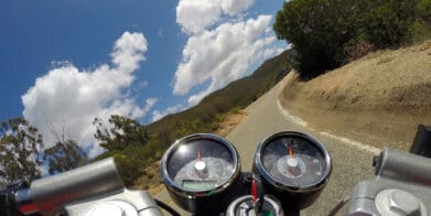 The frontal view of a motorcycle