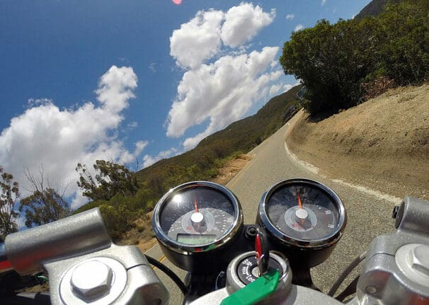 The frontal view of a motorcycle