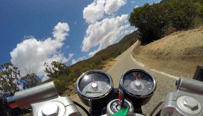 The frontal view of a motorcycle