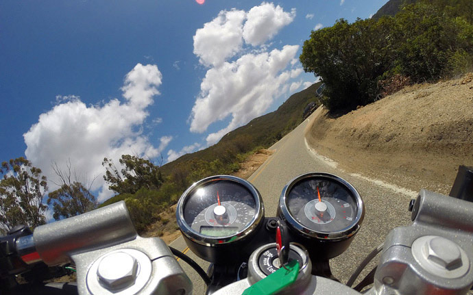 The frontal view of a motorcycle