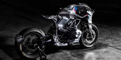 A side view of the BMW R nineT “Giggerl” - the Blechmann project created by Naumann