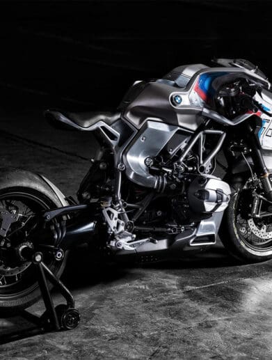A side view of the BMW R nineT “Giggerl” - the Blechmann project created by Naumann