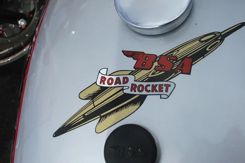 A view of an old logo on a BSA motorcycle