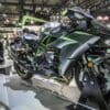 A side view of the all-new 2022 Kawasaki Ninja H2 SX SE hyper sport motorcycle