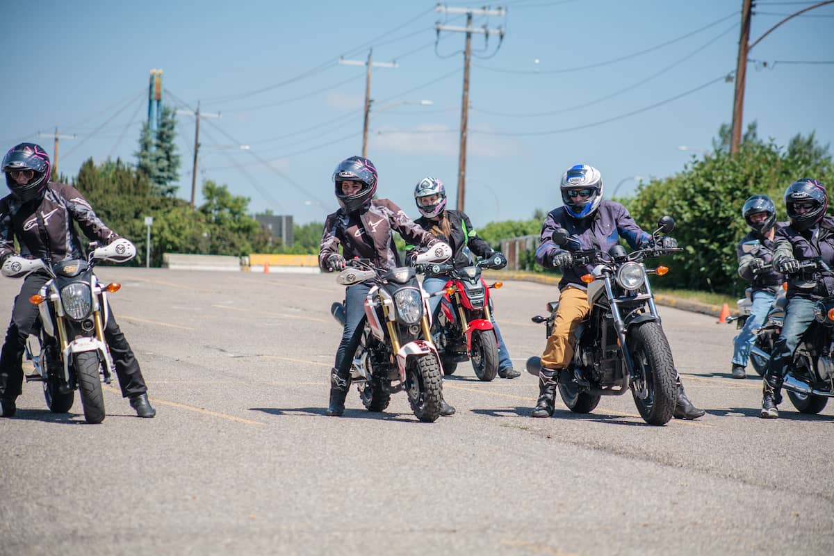 A view of riders enjoying a motorcycle riding and safety course