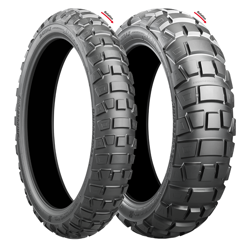 Front and rear Bridgestone Battlax AdventureCross AX41 tires